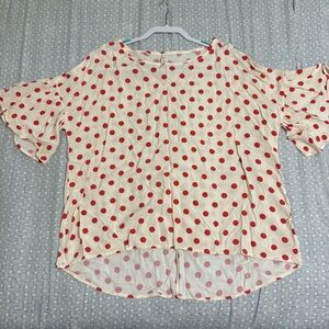 Red Lolly Polka Dot Blouse with Ruffle Sleeves